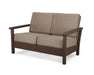 POLYWOOD Harbour Deep Seating Settee in Vintage Coffee with Sancy Shale fabric