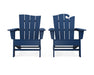 POLYWOOD Wave 2-Piece Adirondack Set with The Wave Chair Left in Navy