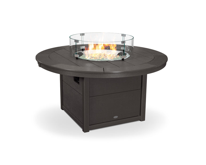 POLYWOOD Round 48" Fire Pit Table in Vintage Coffee