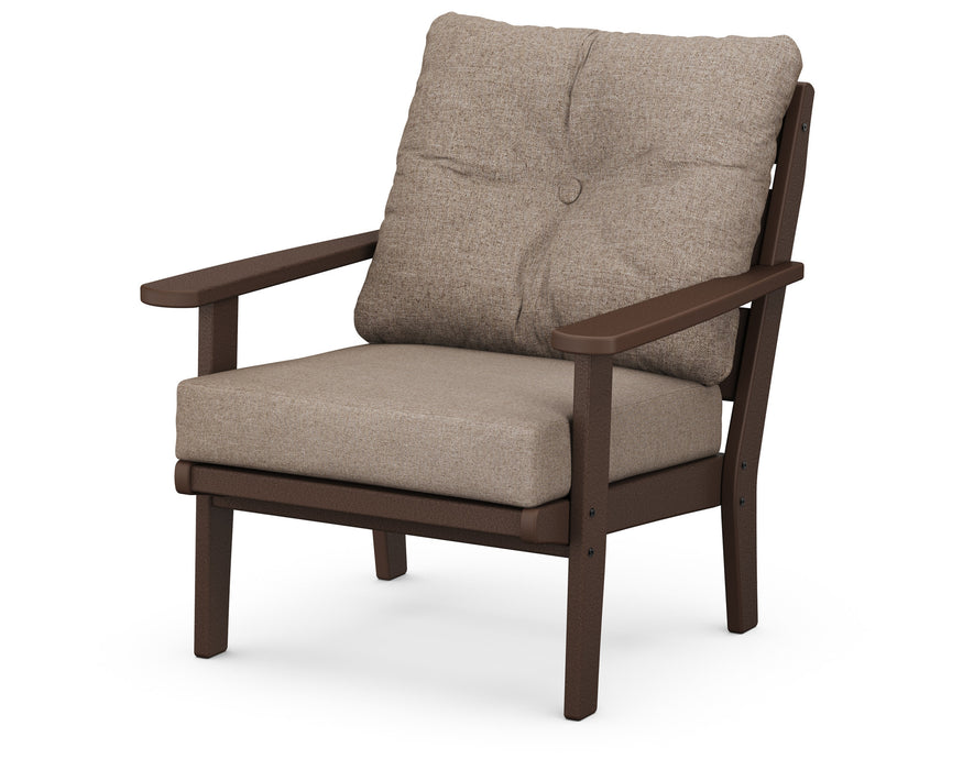 POLYWOOD Lakeside Deep Seating Chair in Mahogany with Spiced Burlap fabric