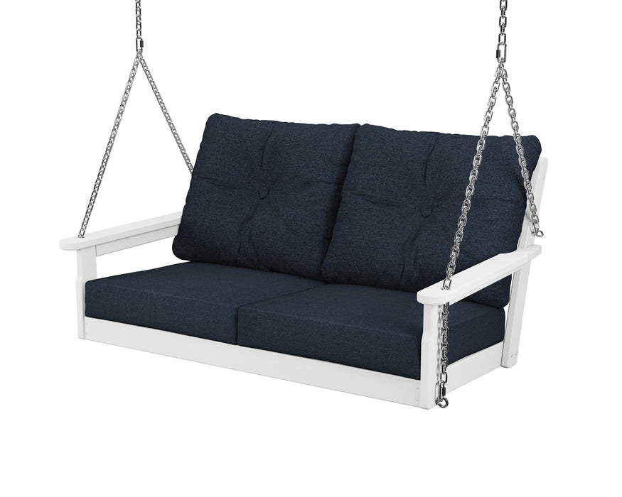 POLYWOOD Vineyard Deep Seating Swing in Black with Grey Mist fabric