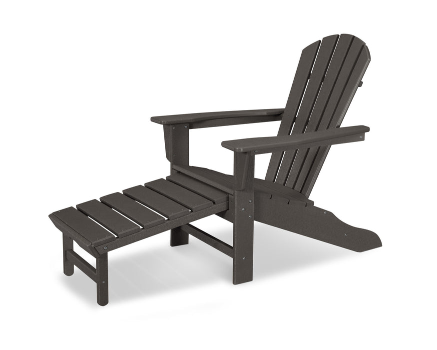 POLYWOOD Palm Coast Ultimate Adirondack with Hideaway Ottoman in Vintage Coffee
