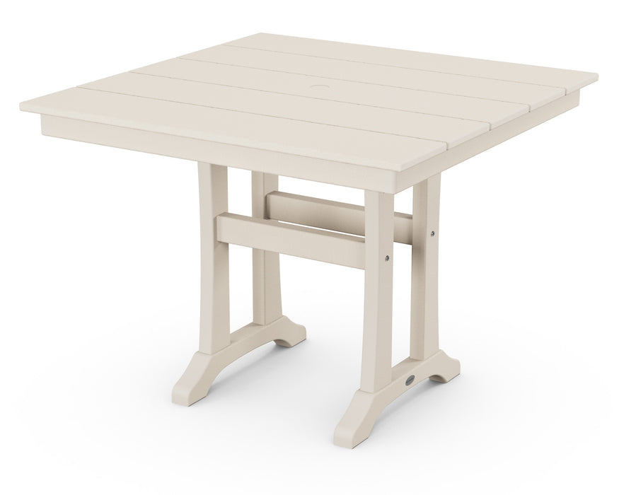 POLYWOOD Farmhouse Trestle 37" Dining Table in Sand