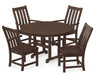 POLYWOOD Vineyard 5-Piece Round Arm Chair Dining Set in Mahogany