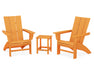 POLYWOOD Modern 3-Piece Curveback Adirondack Set with Long Island 18" Side Table in Tangerine