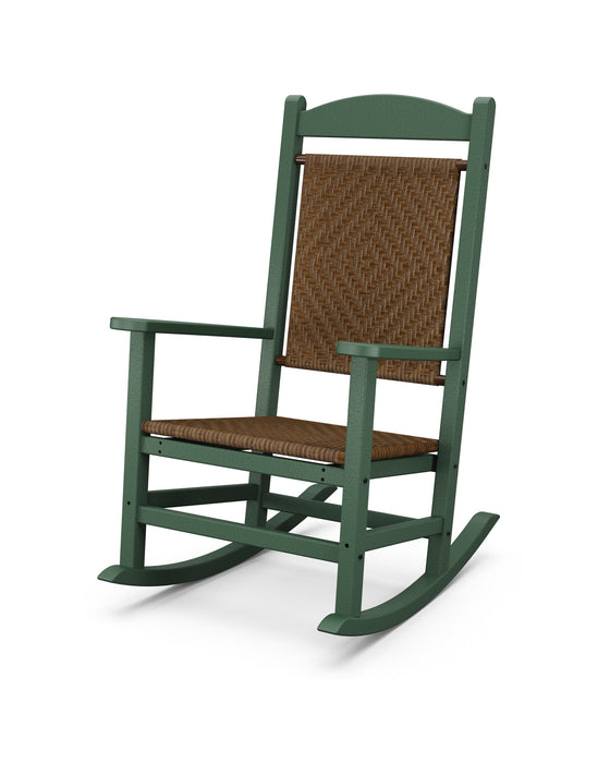 POLYWOOD Presidential Woven Rocking Chair in Green / Tigerwood