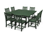 POLYWOOD Traditional Garden 9-Piece Farmhouse Trestle Dining Set in Green