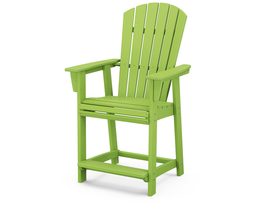 POLYWOOD Nautical Curveback Adirondack Counter Chair in Lime