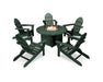 POLYWOOD Classic Folding Adirondack 6-Piece Conversation Set with Fire Pit Table in Green