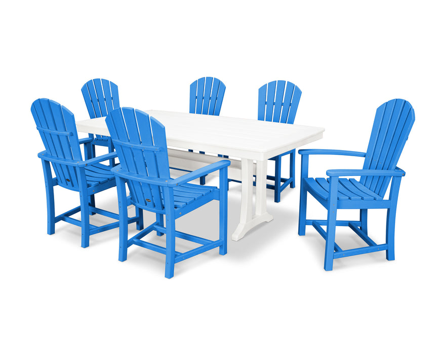 POLYWOOD 7 Piece  Palm Coast Dining Set in Pacific Blue / White