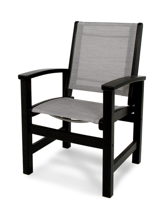 POLYWOOD Coastal Dining Chair in Black with Metallic fabric
