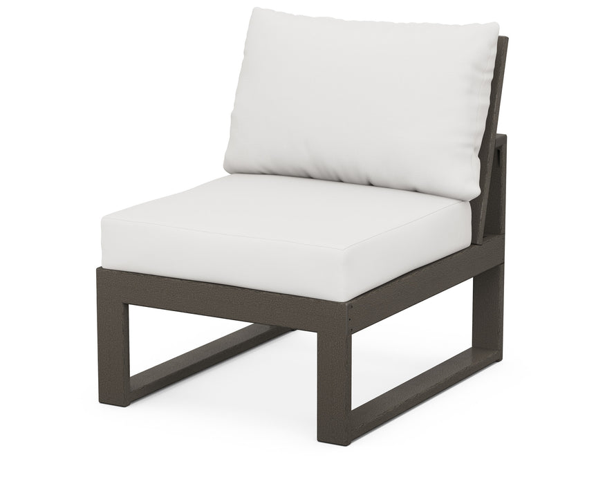 POLYWOOD Edge Modular Armless Chair in Grey with Midnight Linen fabric