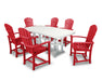 POLYWOOD Palm Coast 7-Piece Dining Set in Sunset Red / White