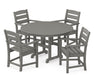 POLYWOOD Lakeside 5-Piece Round Arm Chair Dining Set in Slate Grey