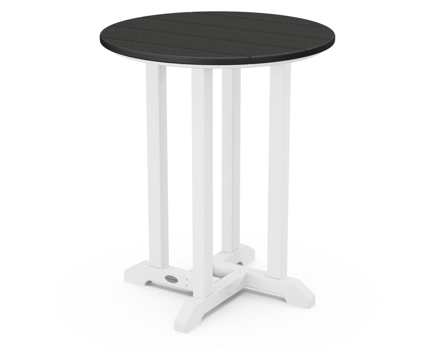 POLYWOOD® Contempo 24" Round Dining Table in White / Black