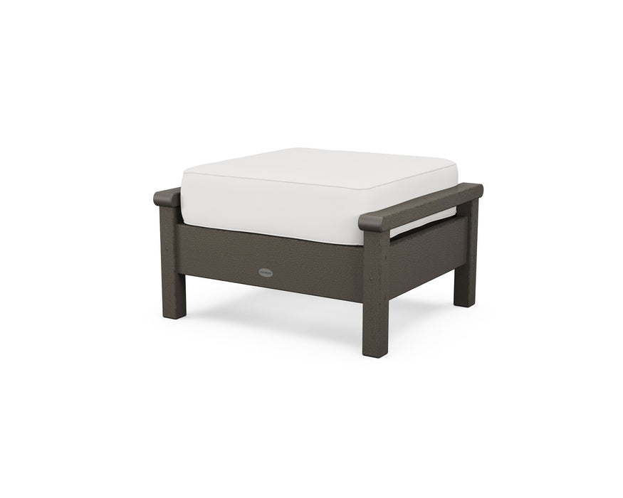 POLYWOOD Harbour Deep Seating Ottoman in Black with Grey Mist fabric