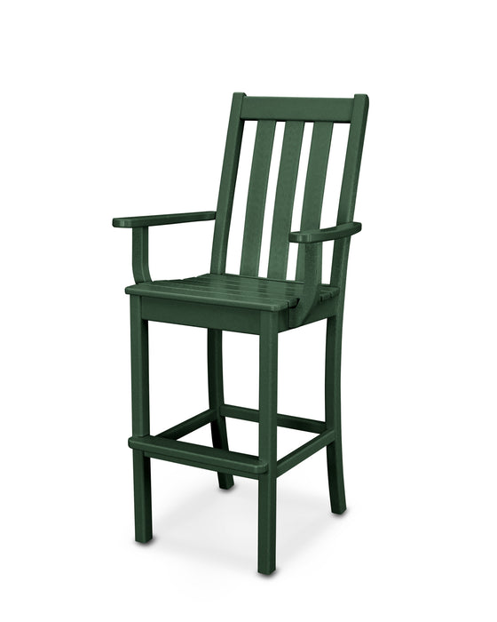 POLYWOOD Vineyard Bar Arm Chair in Green