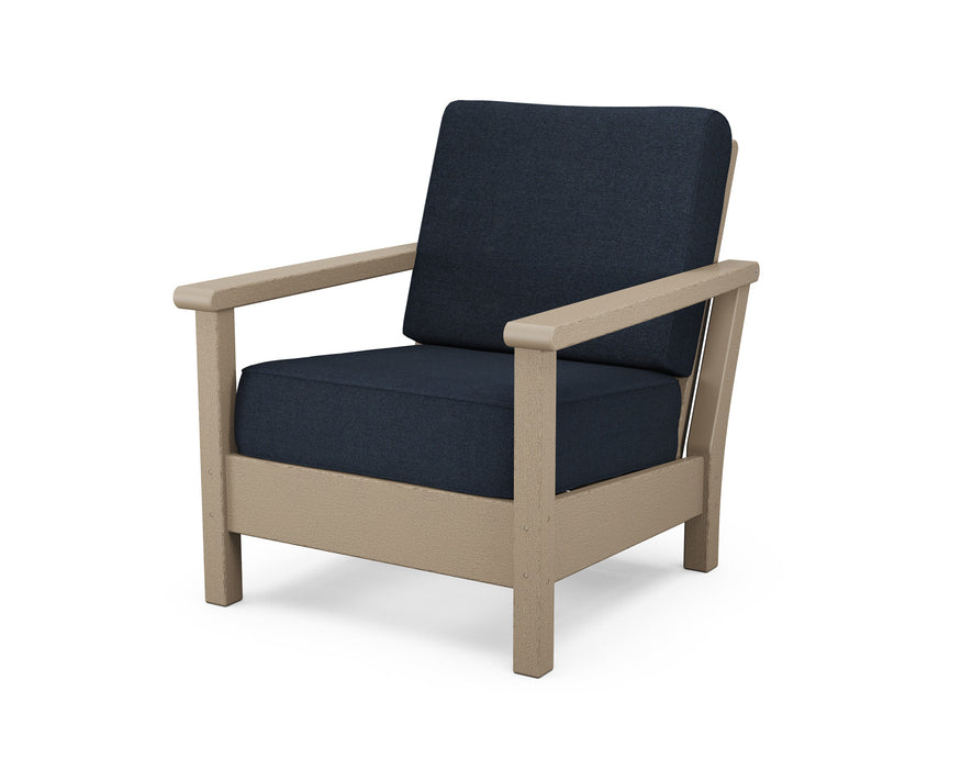 POLYWOOD Harbour Deep Seating Chair in Mahogany with Spiced Burlap fabric