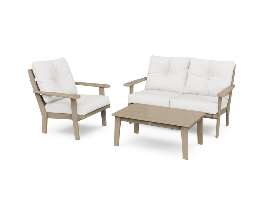 POLYWOOD Lakeside 3-Piece Deep Seating Set in Vintage Sahara with Natural Linen fabric