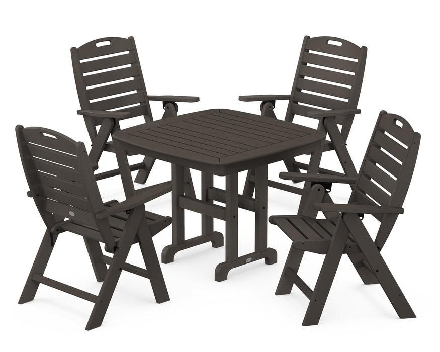 POLYWOOD Nautical Highback 5-Piece Dining Set in Vintage Coffee