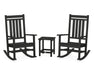 POLYWOOD Estate 3-Piece Rocking Chair Set with Long Island 18" Side Table in Black