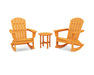 POLYWOOD Nautical 3-Piece Adirondack Rocking Chair Set in Tangerine