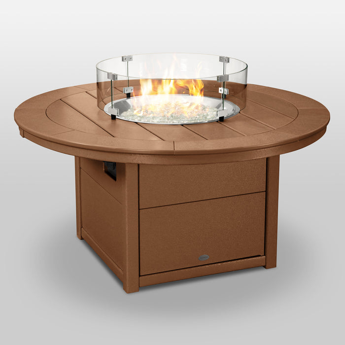 POLYWOOD Round 48" Fire Pit Table in Teak