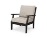POLYWOOD Braxton Deep Seating Chair in Vintage White with Marine Indigo fabric