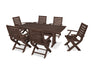POLYWOOD 7 Piece Signature Folding Chair Dining Set in Mahogany