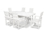 POLYWOOD Modern Adirondack 7-Piece Farmhouse Trestle Dining Set in White