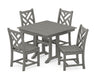 POLYWOOD Chippendale 5-Piece Farmhouse Trestle Side Chair Dining Set in Slate Grey