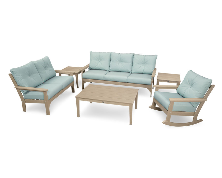 POLYWOOD Vineyard 6-Piece Deep Seating Set in Sand with Ash Charcoal fabric