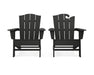 POLYWOOD Wave 2-Piece Adirondack Chair Set with The Crest Chair in Black
