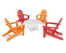 POLYWOOD Classic Folding Adirondack 5-Piece Conversation Group in Sunset Red / Tangerine / White