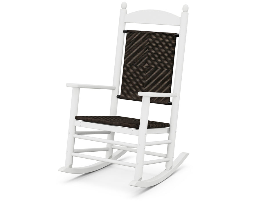 POLYWOOD Jefferson Woven Rocking Chair in White / Cahaba