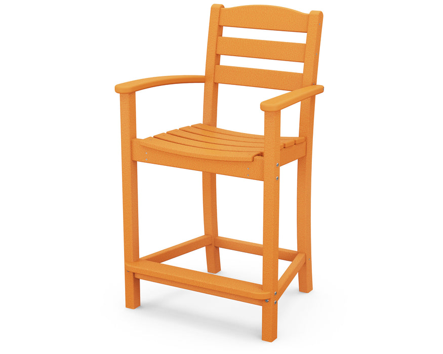 POLYWOOD La Casa Café Counter Arm Chair in Tangerine