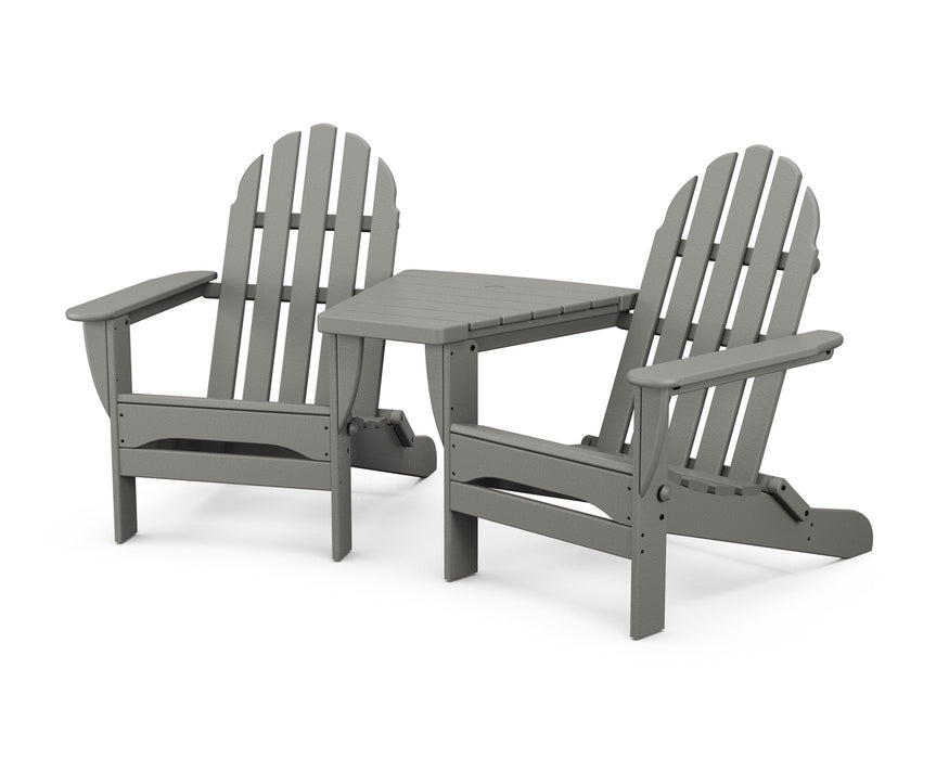 POLYWOOD Classic Folding Adirondacks with Connecting Table in Slate Grey