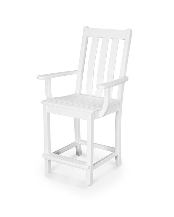 POLYWOOD Vineyard Counter Arm Chair in White