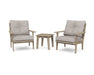 POLYWOOD Lakeside 3-Piece Deep Seating Chair Set in Mahogany with Spiced Burlap fabric