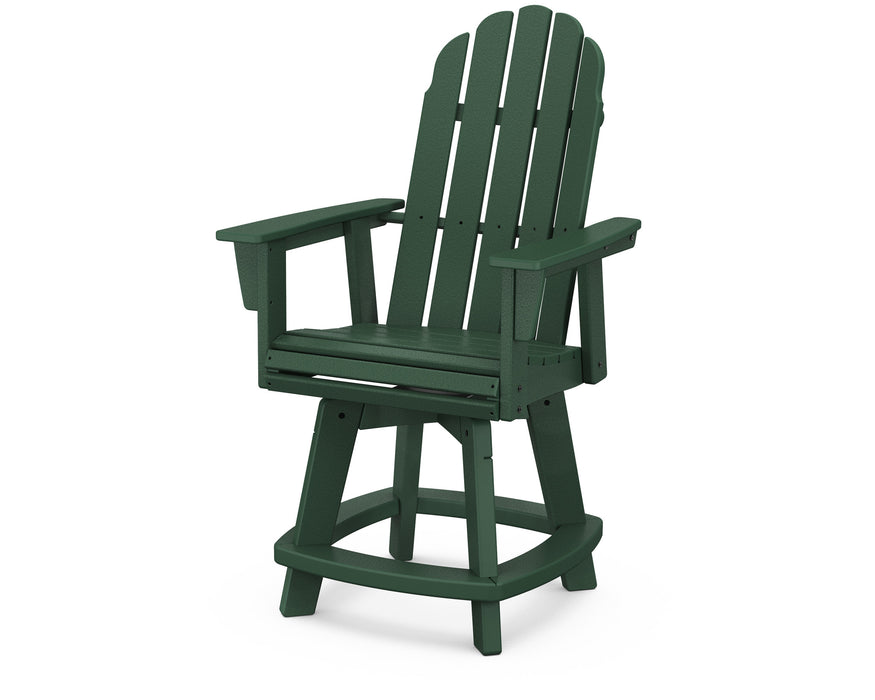 POLYWOOD Vineyard Curveback Adirondack Swivel Counter Chair in Green