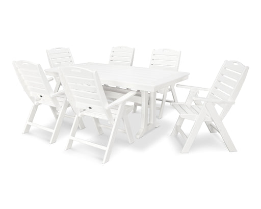 POLYWOOD 7 Piece Nautical Dining Set in White
