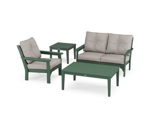 POLYWOOD Vineyard 4-Piece Deep Seating Set in Green with Weathered Tweed fabric