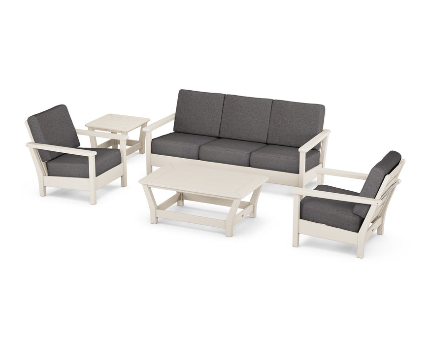 POLYWOOD Harbour 5-Piece Deep Seating Set in Sand with Ash Charcoal fabric