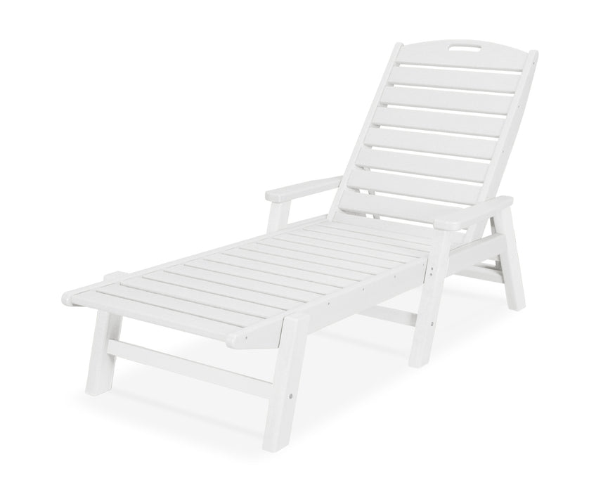POLYWOOD Nautical Chaise with Arms in White