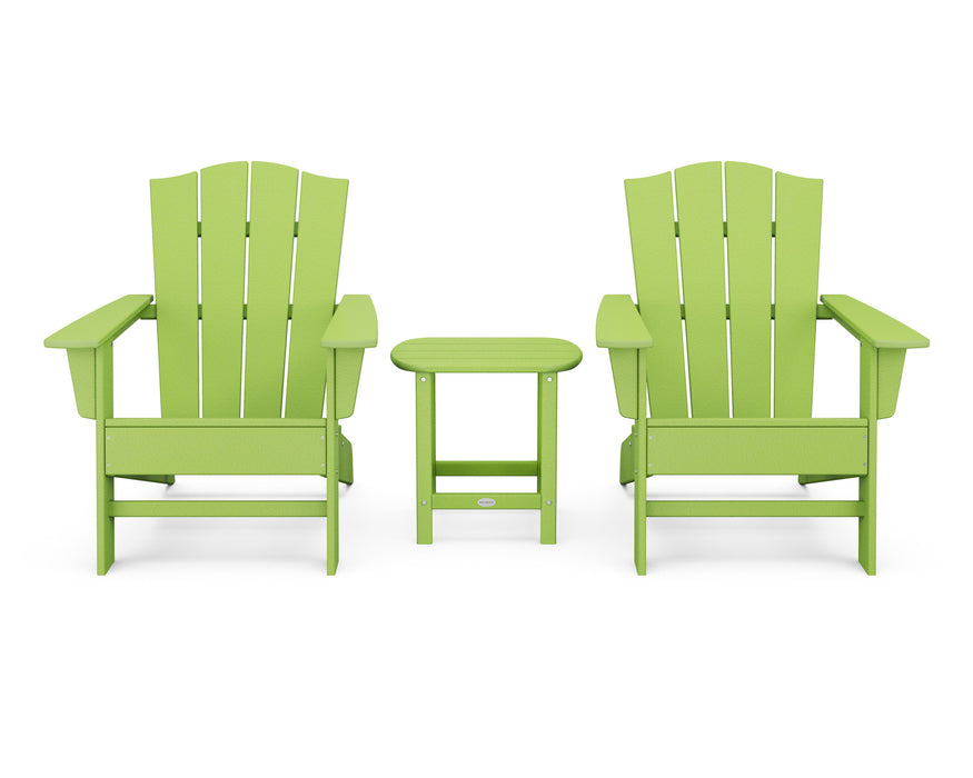 POLYWOOD Wave 3-Piece Adirondack Chair Set with The Crest Chairs in Lime