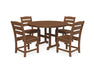 POLYWOOD Lakeside 5-Piece Round Side Chair Dining Set in Teak