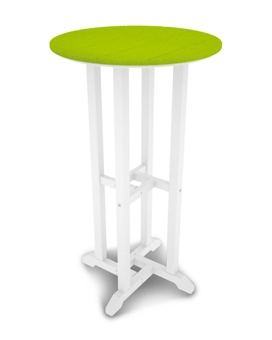 POLYWOOD Contempo 24" Round Bar Table in White / Lime