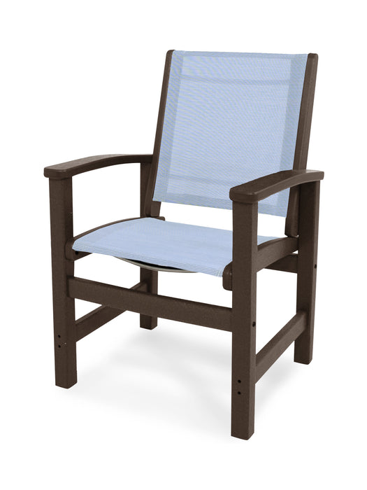 POLYWOOD Coastal Dining Chair in Mahogany with Poolside fabric