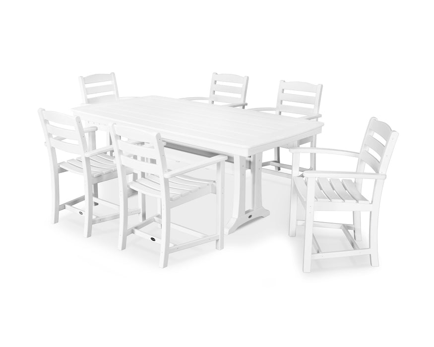 POLYWOOD 7 Piece La Casa Arm Chair Dining Set in White