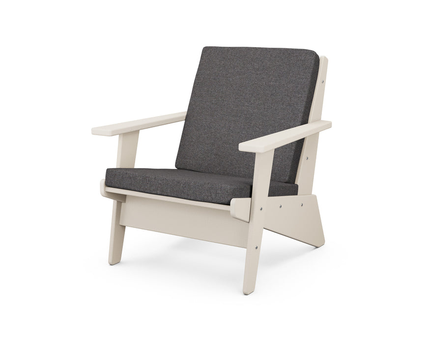POLYWOOD Riviera Modern Lounge Chair in White with Marine Indigo fabric